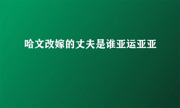 哈文改嫁的丈夫是谁亚运亚亚