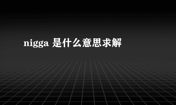 nigga 是什么意思求解