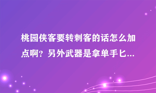 桃园侠客要转刺客的话怎么加点啊？另外武器是拿单手匕首好还是双持匕首好呀？ 求解！！！！