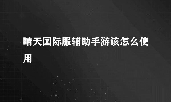 晴天国际服辅助手游该怎么使用