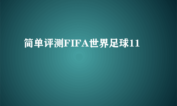 简单评测FIFA世界足球11