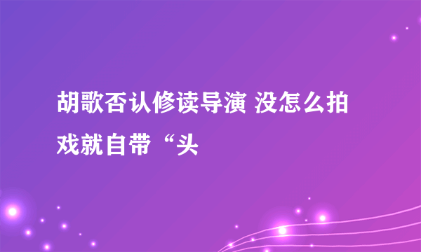 胡歌否认修读导演 没怎么拍戏就自带“头