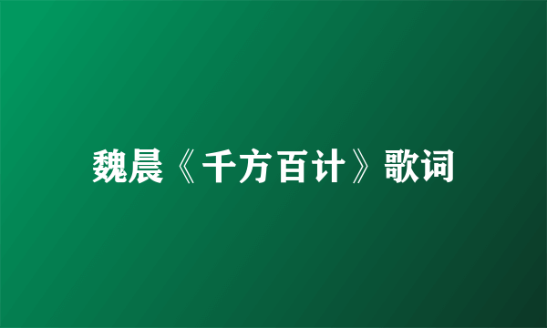 魏晨《千方百计》歌词