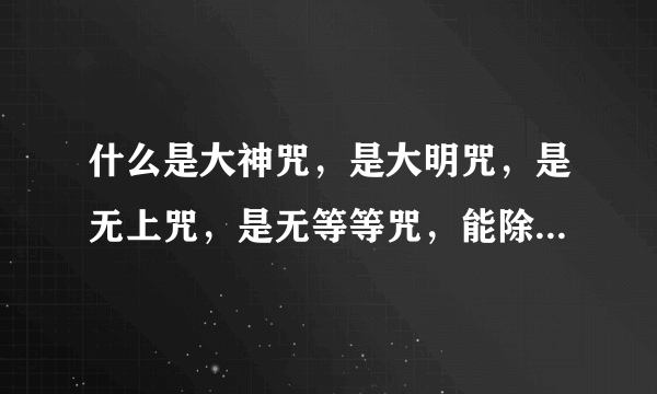 什么是大神咒，是大明咒，是无上咒，是无等等咒，能除一切苦，真实不虚