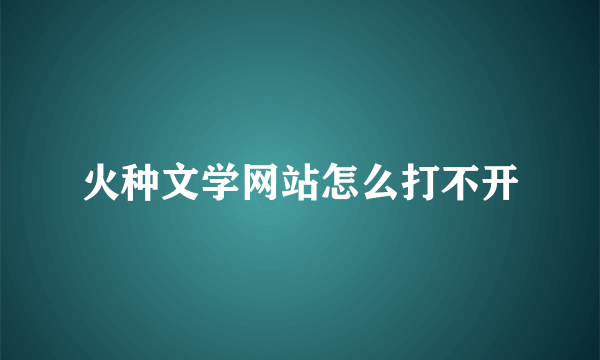 火种文学网站怎么打不开