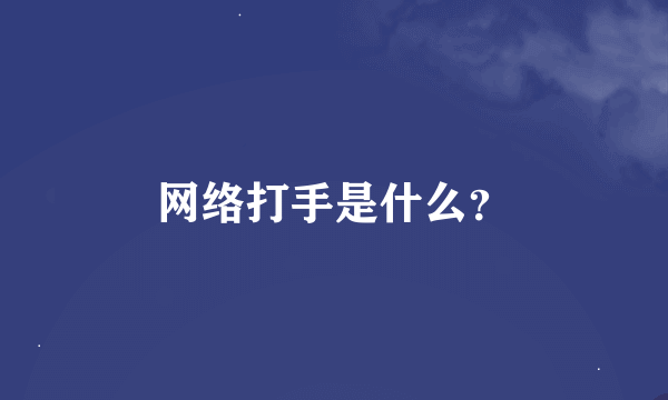 网络打手是什么？