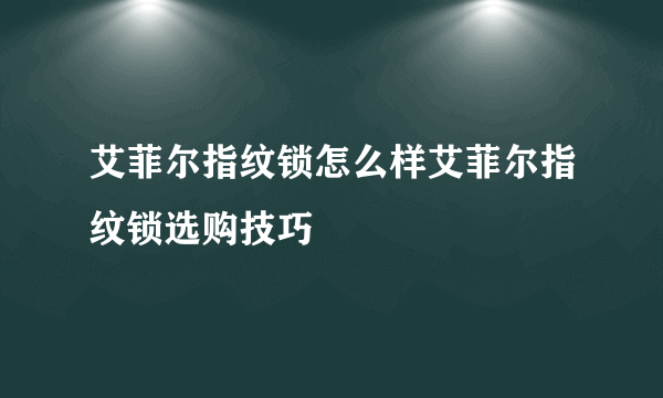 艾菲尔指纹锁怎么样艾菲尔指纹锁选购技巧