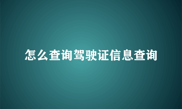 怎么查询驾驶证信息查询