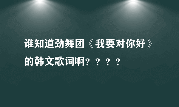 谁知道劲舞团《我要对你好》的韩文歌词啊？？？？