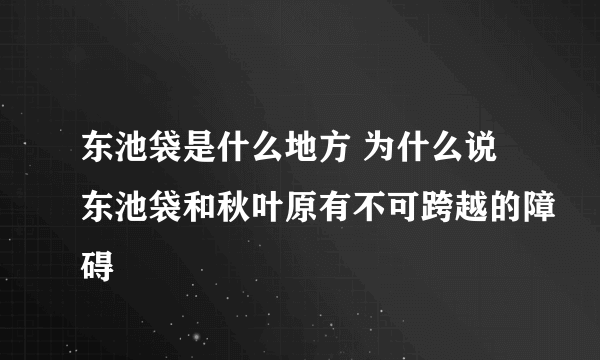 东池袋是什么地方 为什么说东池袋和秋叶原有不可跨越的障碍