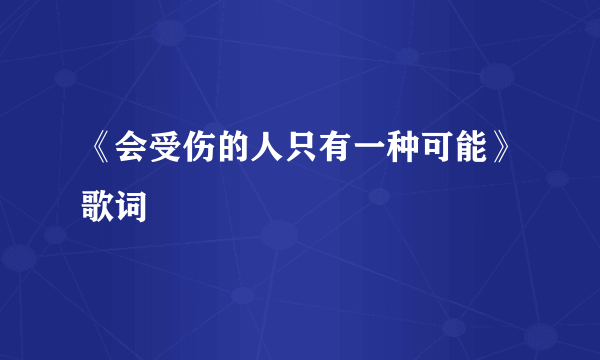 《会受伤的人只有一种可能》歌词