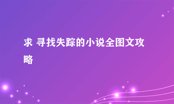 求 寻找失踪的小说全图文攻略