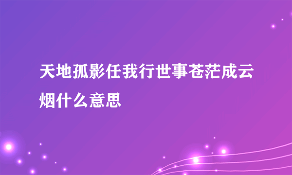 天地孤影任我行世事苍茫成云烟什么意思