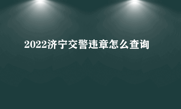 2022济宁交警违章怎么查询