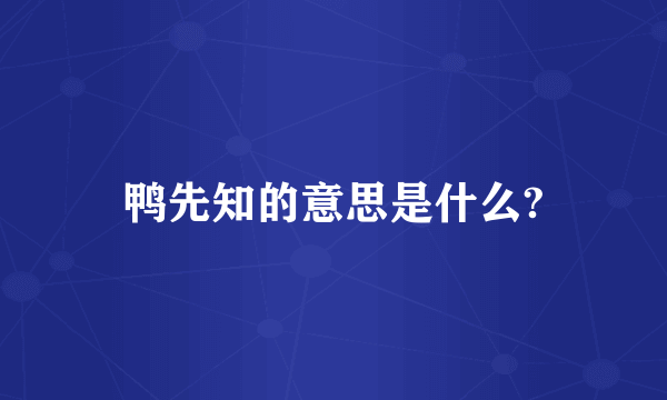 鸭先知的意思是什么?