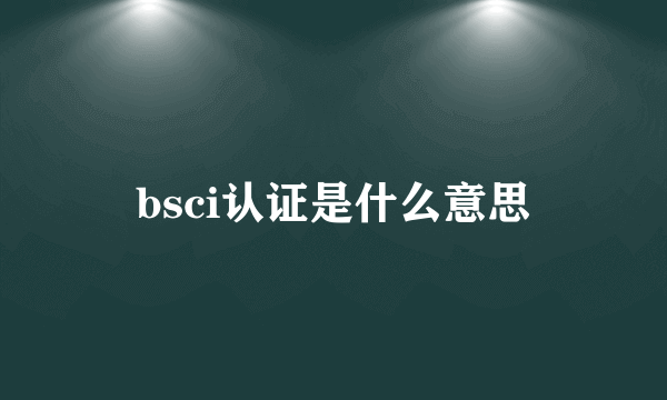 bsci认证是什么意思