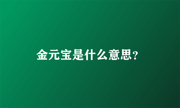 金元宝是什么意思？