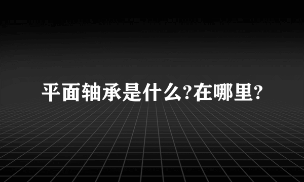 平面轴承是什么?在哪里?