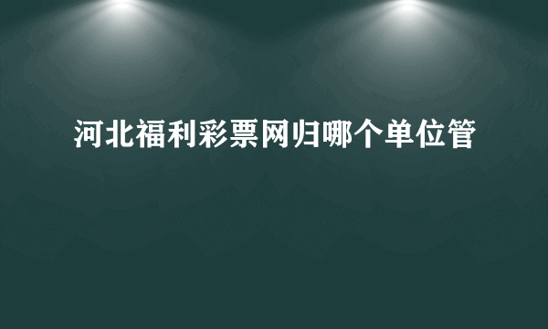 河北福利彩票网归哪个单位管