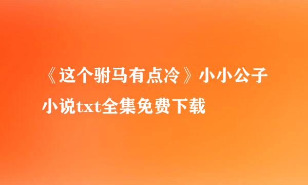 《这个驸马有点冷》小小公子小说txt全集免费下载