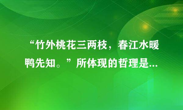 “竹外桃花三两枝，春江水暖鸭先知。”所体现的哲理是（    ）