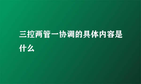 三控两管一协调的具体内容是什么