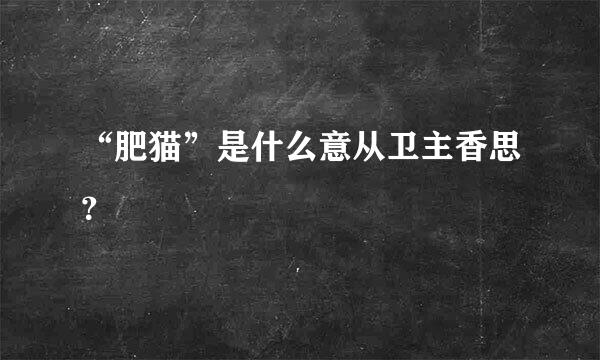 “肥猫”是什么意从卫主香思？