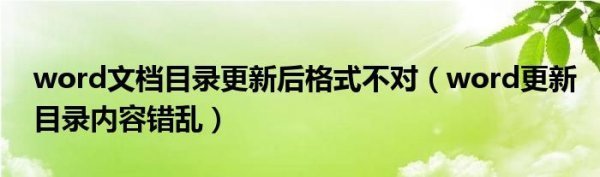 word文档目九井娘配曾录更新后格式不对（word更新目录内容错乱）