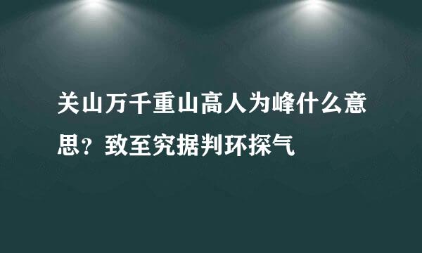 关山万千重山高人为峰什么意思？致至究据判环探气