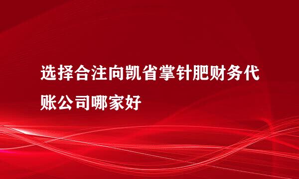 选择合注向凯省掌针肥财务代账公司哪家好