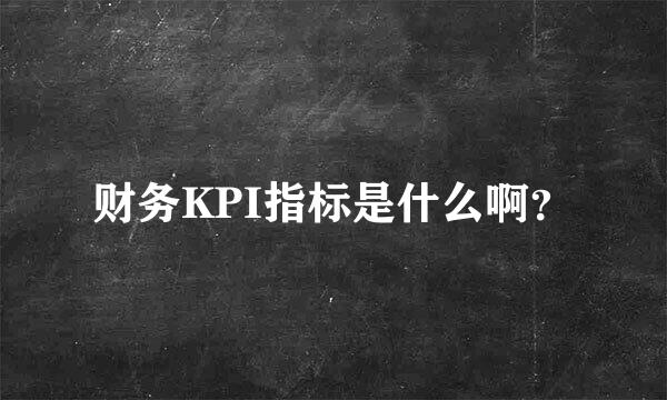 财务KPI指标是什么啊？