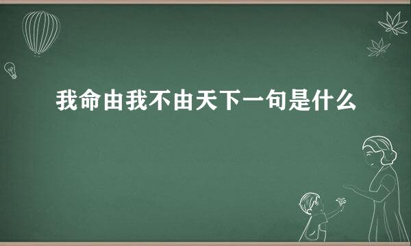 我命由我不由天下一句是什么