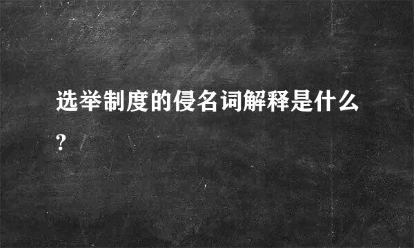 选举制度的侵名词解释是什么?