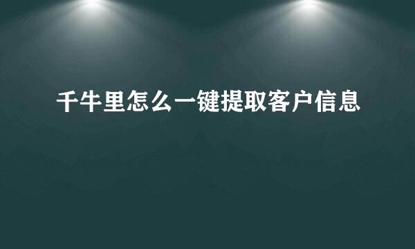 千牛里怎么一键提取客户信息