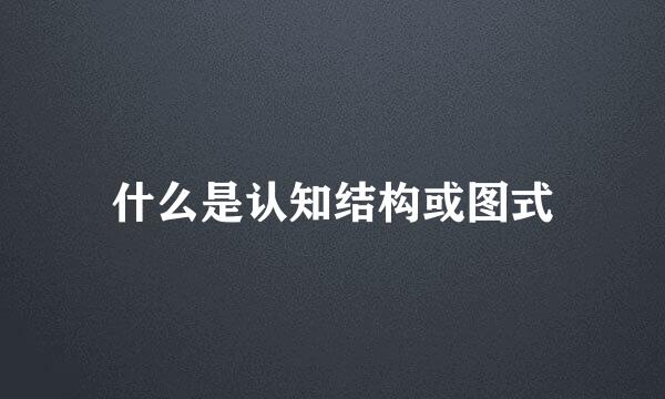 什么是认知结构或图式