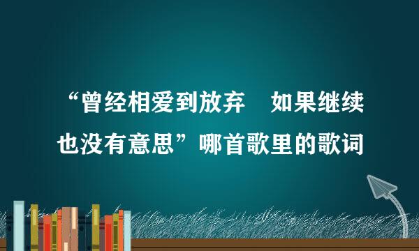 “曾经相爱到放弃 如果继续也没有意思”哪首歌里的歌词