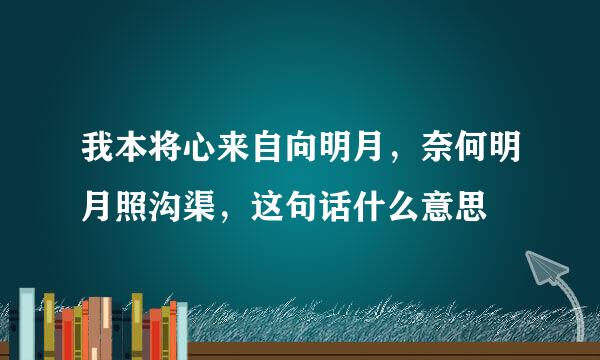 我本将心来自向明月，奈何明月照沟渠，这句话什么意思