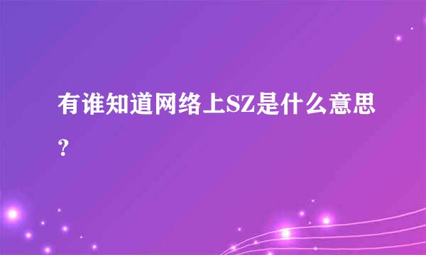 有谁知道网络上SZ是什么意思？