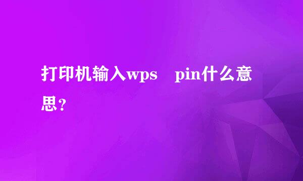 打印机输入wps pin什么意思？