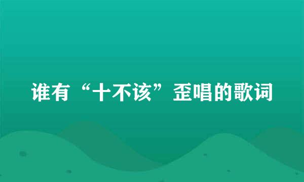 谁有“十不该”歪唱的歌词