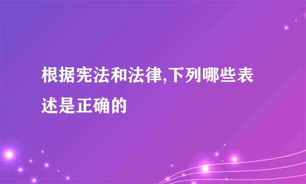 根据宪法和法律,下列哪些表述是正确的