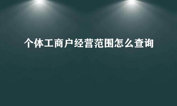 个体工商户经营范围怎么查询