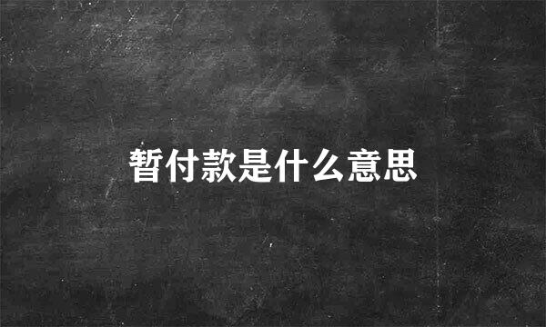 暂付款是什么意思