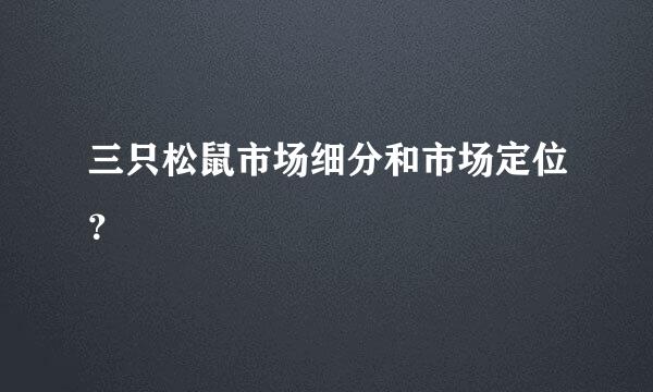 三只松鼠市场细分和市场定位？