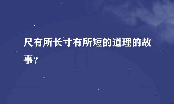 尺有所长寸有所短的道理的故事？