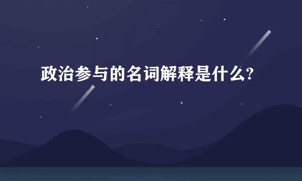 政治参与的名词解释是什么?