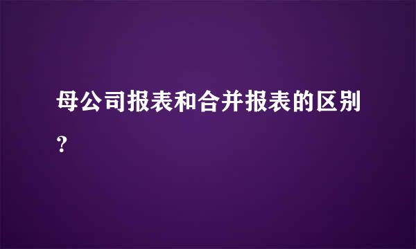 母公司报表和合并报表的区别？