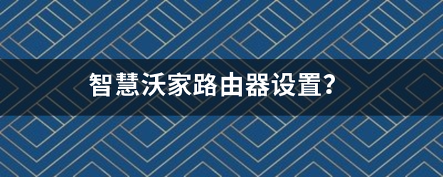 智慧沃家路由器设来自置？