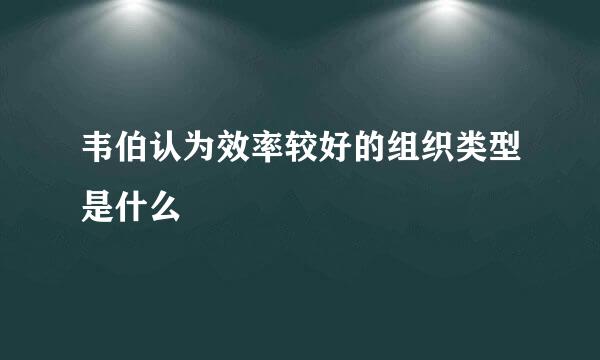 韦伯认为效率较好的组织类型是什么