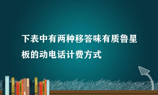 下表中有两种移答味有质鲁星板的动电话计费方式